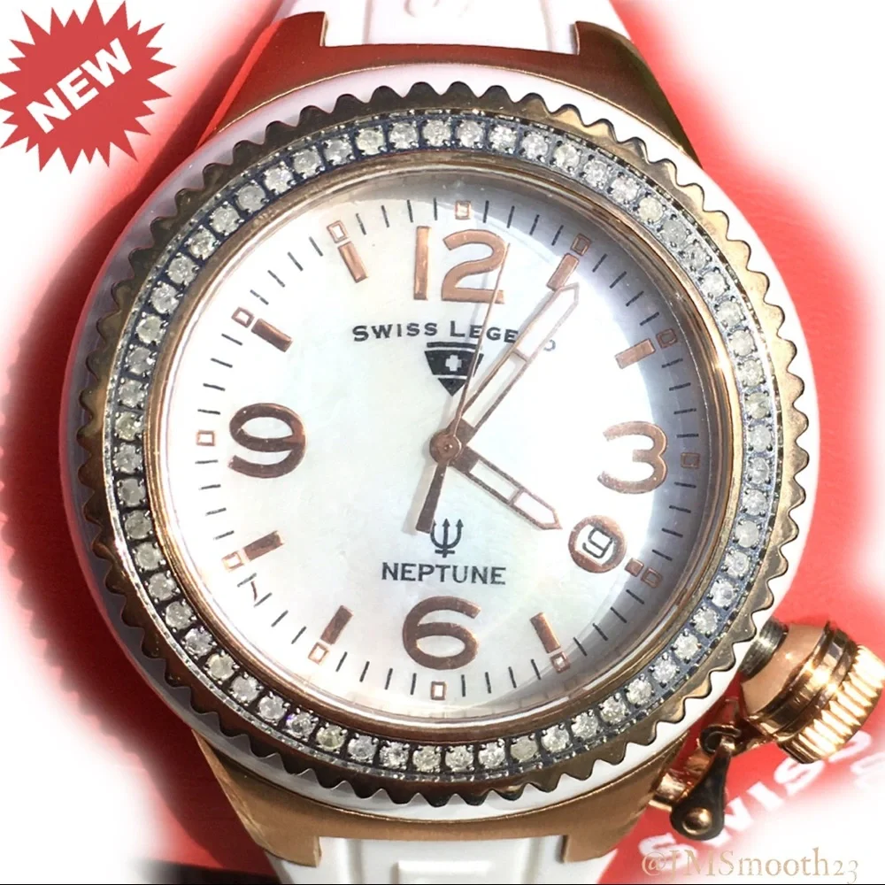 💎🆕Vintage Swiss Legend w/ 💎 60 Diamonds Mother of Pearl & Rosegold watch